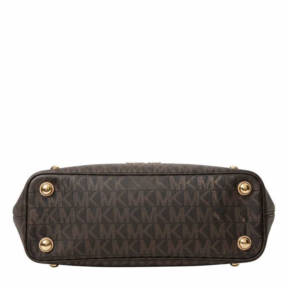 Michael Kors Jet Set Signature Tote Brown PVC w/ Leather Trim - Picture 3 of 8